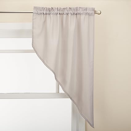 LORRAINE HOME FASHIONS Ribcord Window Curtain Tailored Swag, 54 x 38, Gray