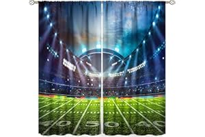 SXXLDNG Sports American Football Stadium Arena Curtains Field Night Spotlights Boys Men Gaming Art Printed Living Room Bedroom Window Drapes Treatment Fabric 2 Panels 42Wx45H Inch Decor