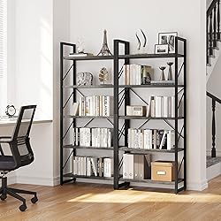 YITAHOME 5 Tiers Bookshelf, Industrial Artsy Grey