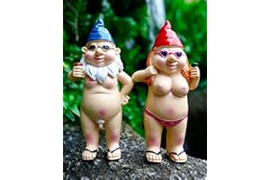 BBdis 2 PCS Naked Gnomes Statues, 4.7 Inch Naughty Garden Gnome Funny Statue for Home Indoor or Outdoor Lawn Gnome Decorations Housewarming Halloween Christmas Garden Gift (Man and Woman)