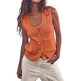 Beautiful Nomad Women's Knit Sweater Vest Sleeveless Tank Tops Casual Y2K Button Down Cardigan Vest Shirts