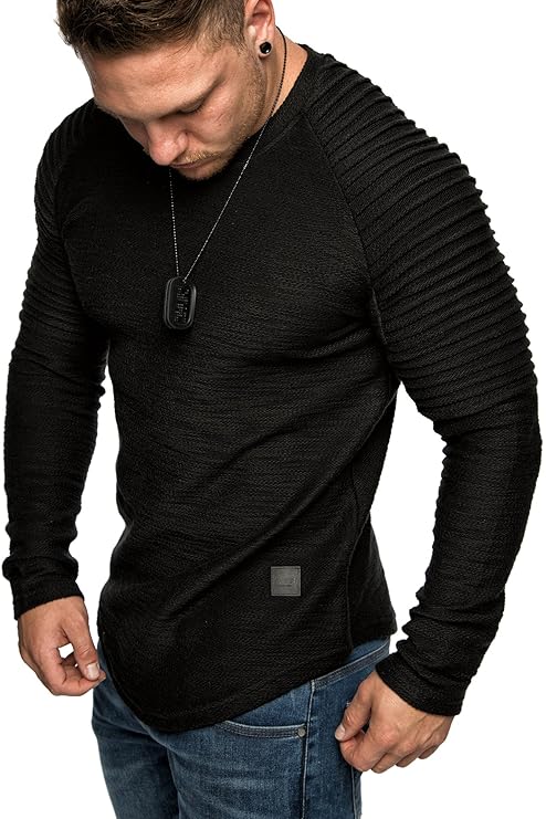 REPUBLIX Vintage Oversize Herren Pullover Biker-Style Hoodie Sweatshirt Crew-Neck R11