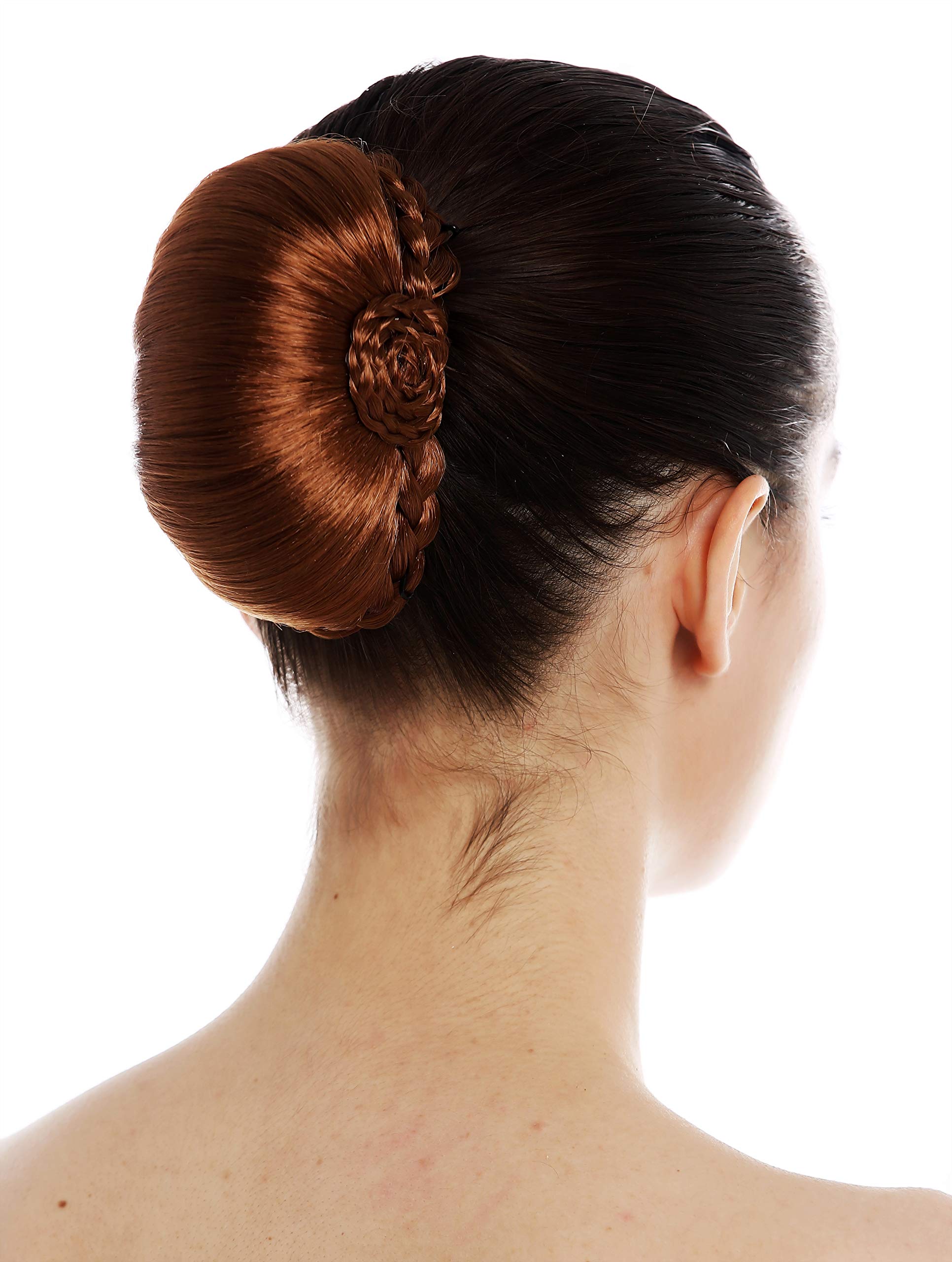 WIG ME UP - TYP-0063-P30 Hairpiece Hairbun Bun Hair knot rose oval conch shell style braided light copper brown auburn