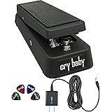 Jim Dunlop GCB95 Cry Baby Standard Wah Pedal Bundle with Blucoil Slim 9V Power Supply AC Adapter, and 4-Pack of Celluloid Gui