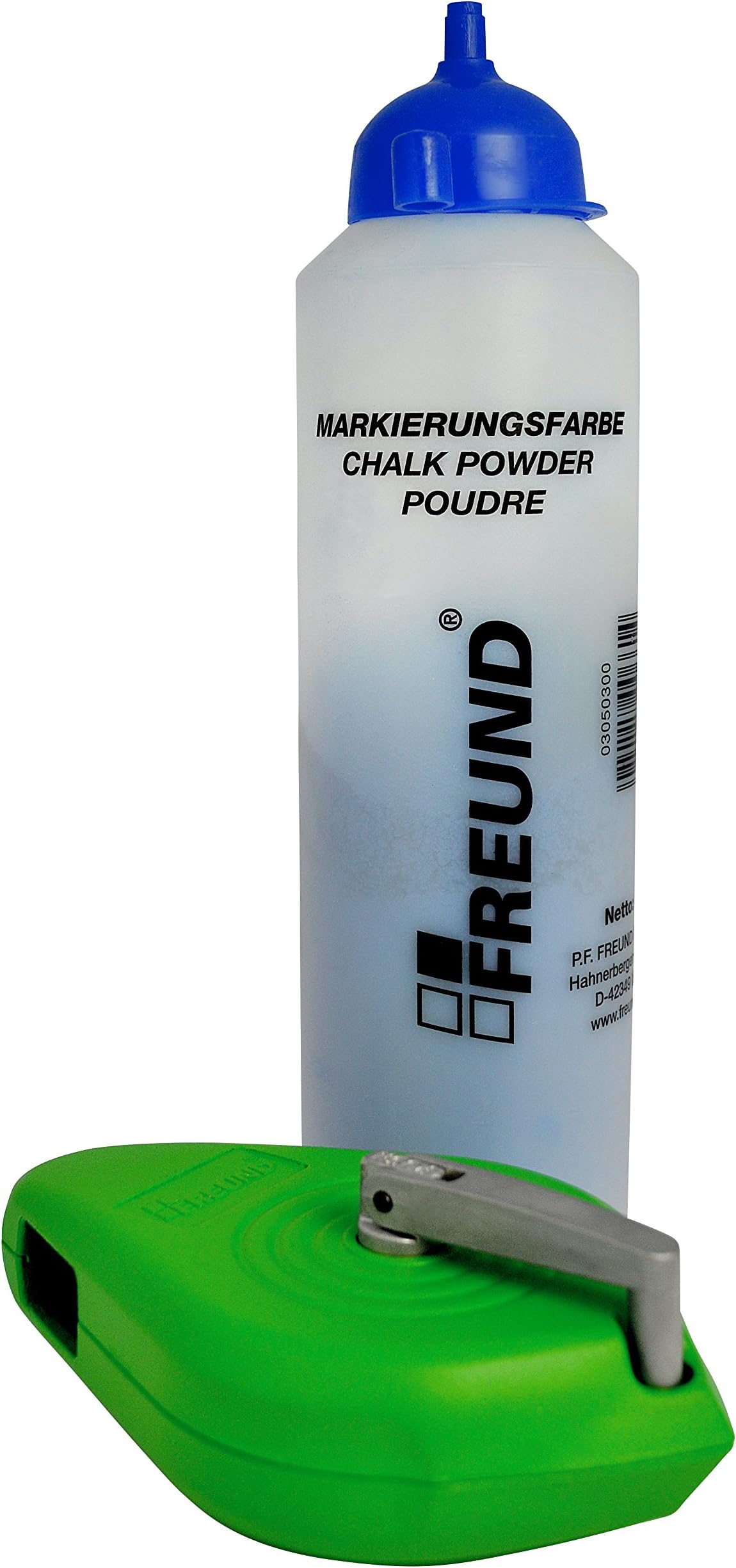 FREUND Chalk line 30 Meters line Set incl. Chalk Powder, Blue, 300ml