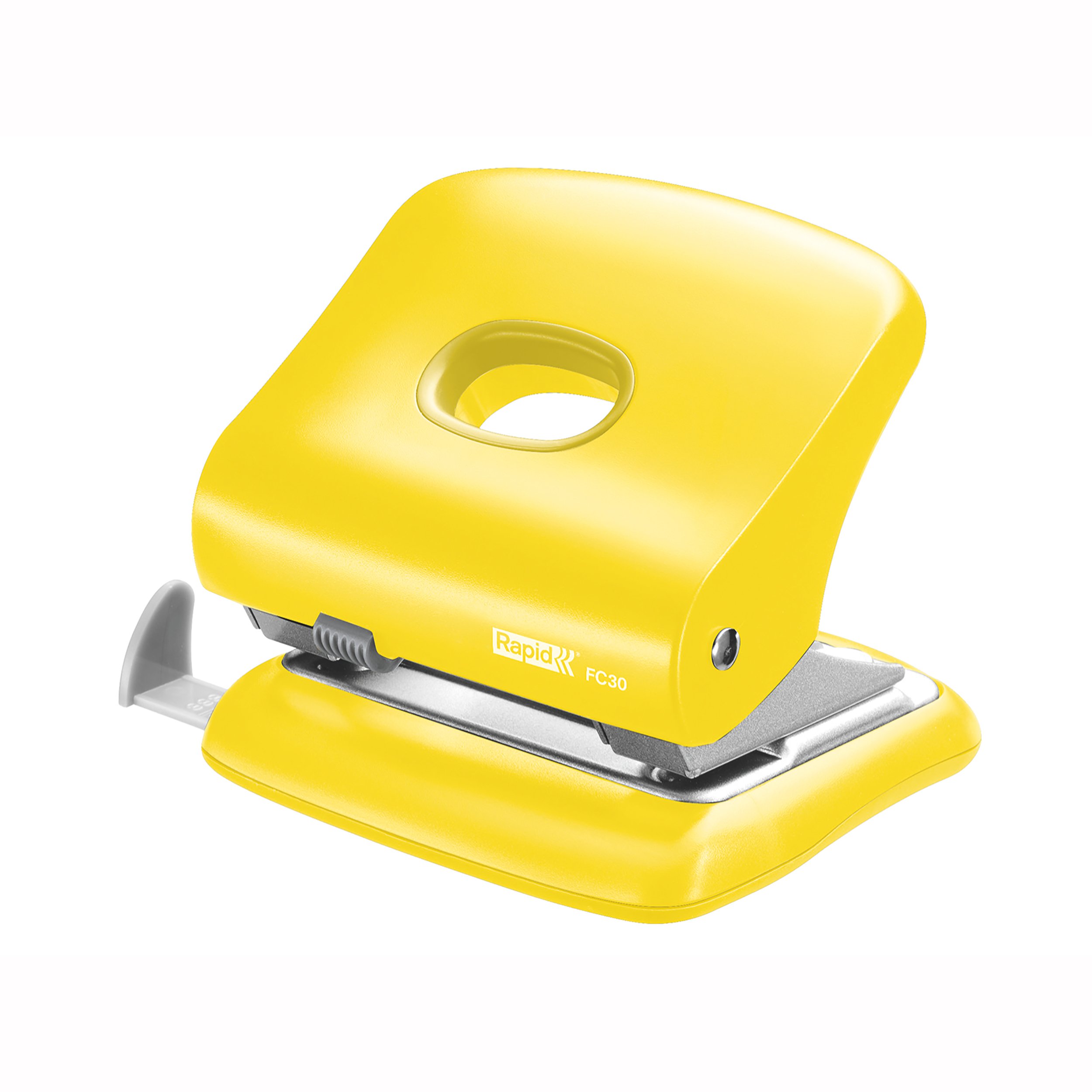 Rapid Fashion FC30 Strong 2 Hole Punch, Punches up to 30 Sheets, Adjustable Guide Bar, Ergonomic Design, Yellow, 5000362 — image 1