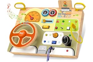 JGOBUB Montessori Toddler Toys - Baby Wooden Busy Board - Sensory Toys with Light Switch - Travel Toys for Educational Toddler Activities for Toddlers 1 2 3 4+ Year Old