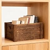 Wickerfield Wooden Box Gift Basket Brown Medium with Handles view 6