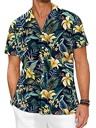 LuckLemocor Mens Hawaiian Shirt Short Sleeve Button