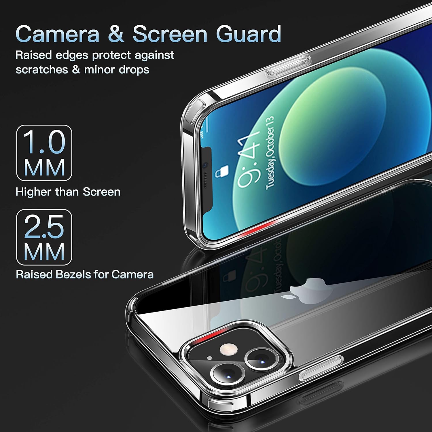 CASEKOO Crystal Clear Designed for iPhone 12 Case, iPhone 12 Pro Case, [Anti-Yellowing] [Military Grade Protection] Protective Phone Case Slim Thin Cover for iPhone 12/12 Pro 5G (6.1'') 2020-Clear