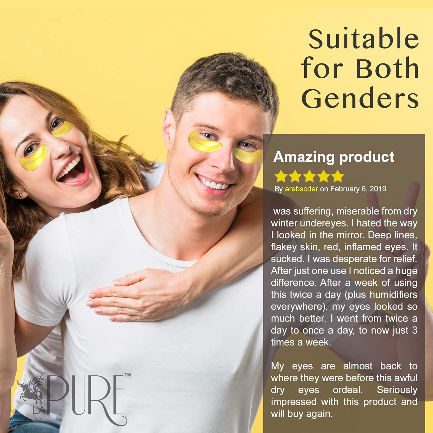 LA PURE 24K Gold Eye Treatment Masks - Under Eye Patches, Dark Circles Under Eye Treatment, Under Eye Bags Treatment, Eye Mask for Puffy Eyes, Anti-Wrinkle, Undereye Dark Circles, Gel Pads 15 Pairs : Beauty