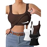 DAGGLOSA Women's U-Back Tank Top - 3-Pack,Built-in Bra, Removable Pads for Gym, Yoga & Outdoor, Long-Lasting Comfort