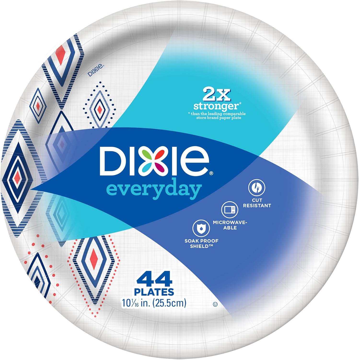 Dixie Everyday Paper Plates,10 1/16" Plate,  Exclusive, Dinner Size Printed Disposable Plates, (5 Pack of 44 Plates), 220 Count: Health & Personal Care
