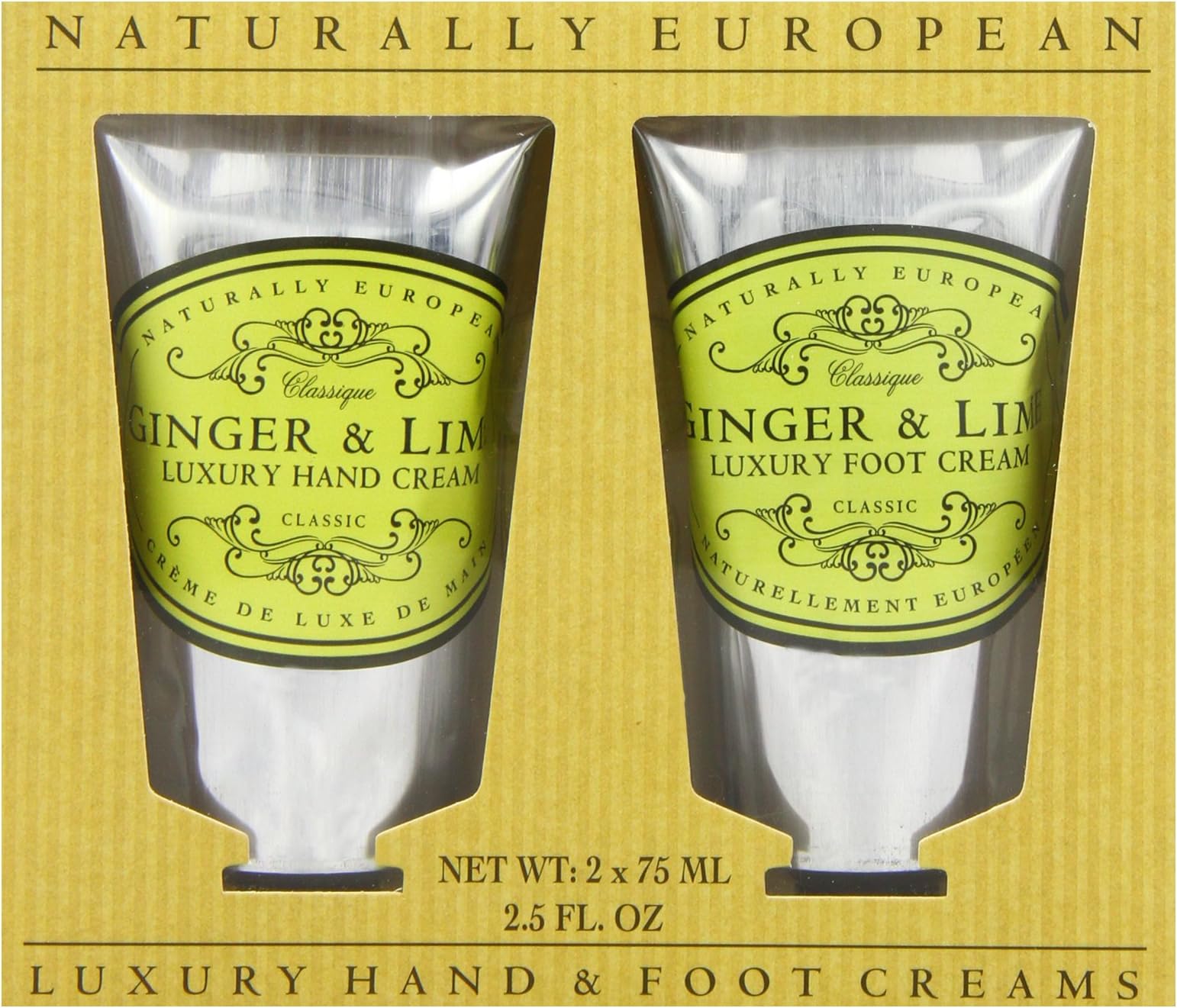 Naturally European Hand and Foot Collection, Ginger and Lime 75 ml - Pack of 2