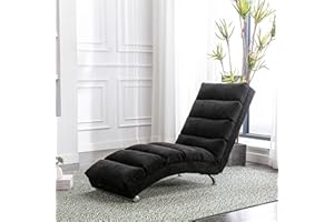 HomSof Armless Chaise Lounge Indoor Chair with Massage, Modern Long Lounger with Metal Legs for Office or Living Room