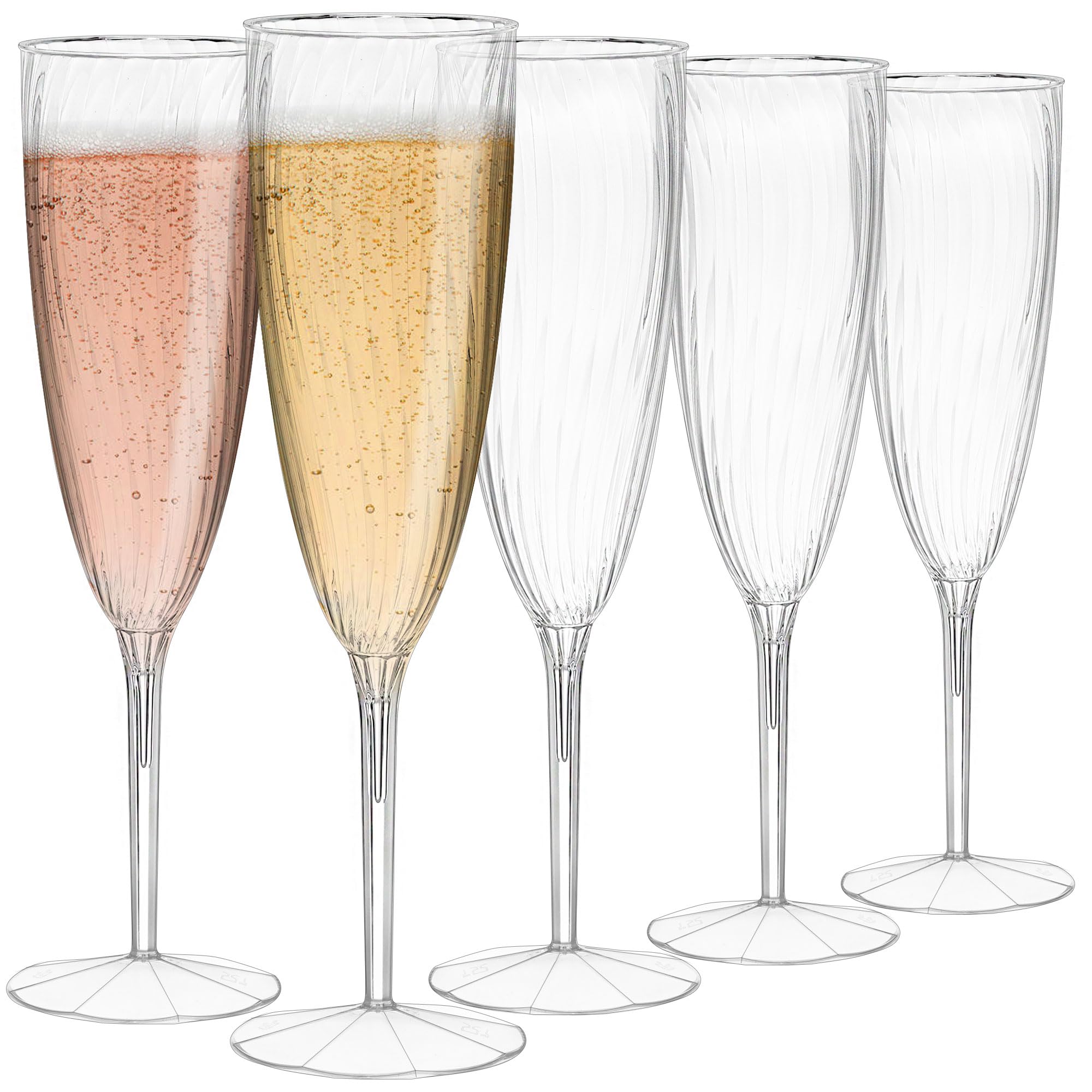 Photo 1 of OTOB 24 Pack Plastic Champagne Flutes 6 oz Hard Disposable Hard Plastic Champagne Glasses, Recyclable Unbreakable BPA Free Cocktail Wine Cups Mimosa Glasses for Home Wedding Birthday Toasting Drinking