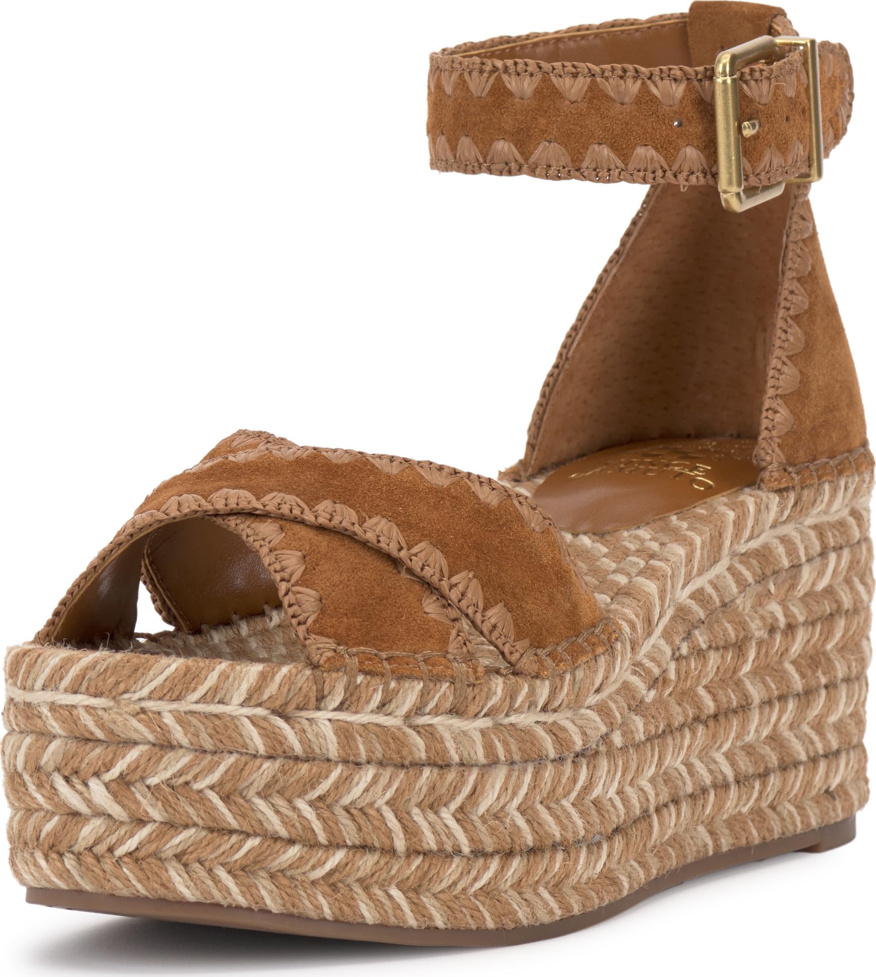 Vince Camuto Women’s Treyenn Espadrille Wedge Sandal, Golden Walnut, 8.5