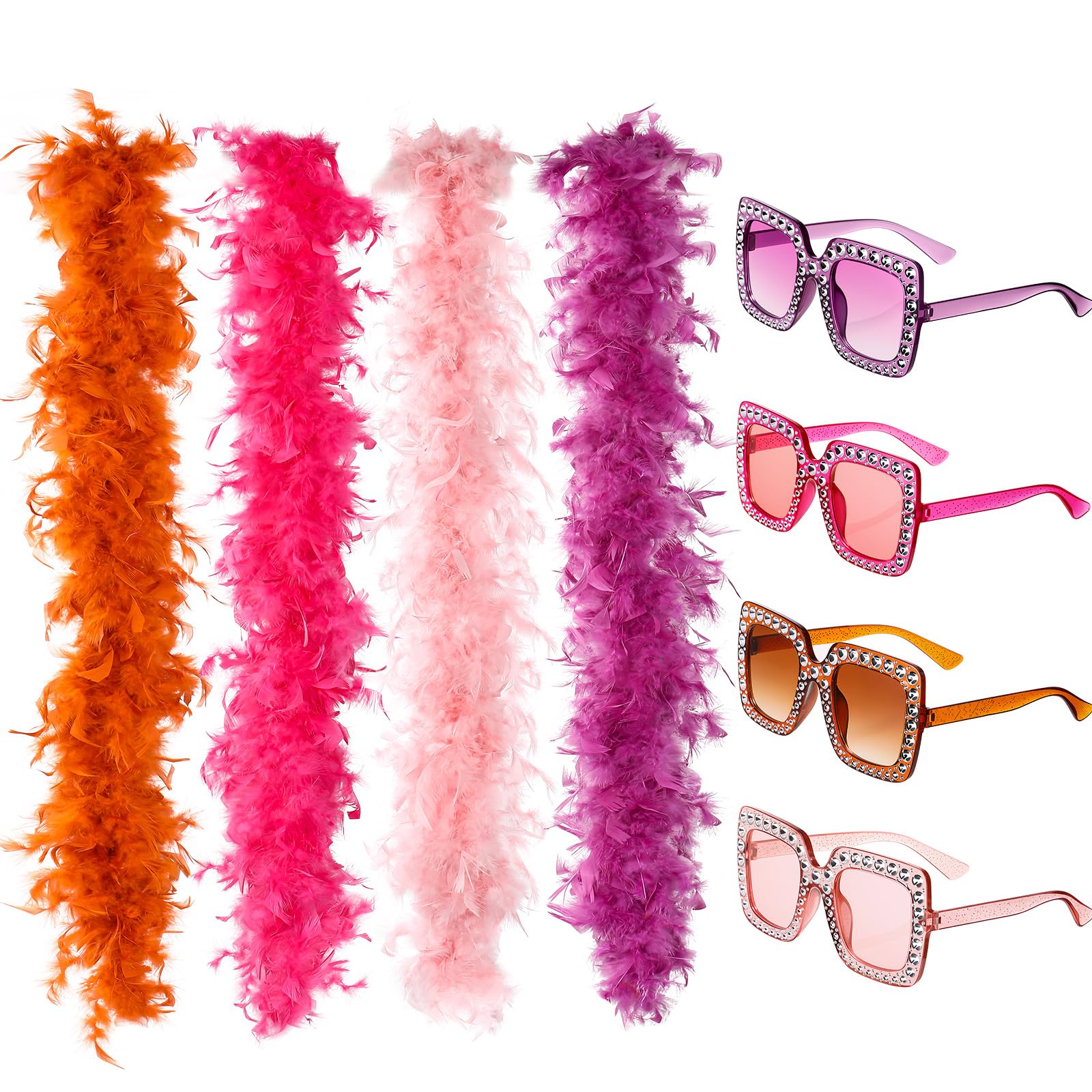 Photo 1 of Canlierr Colorful Feathers Boas Party Pack 6.6 ft Feather Boa (Bright Color,8 Pcs)