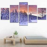 SIGNWIN 5 Panel Canvas Wall Art Modern Art Contemporary Landscape Multicolor Photography Relax/Calm Sky for Home Decorations Ready to Hang - 60