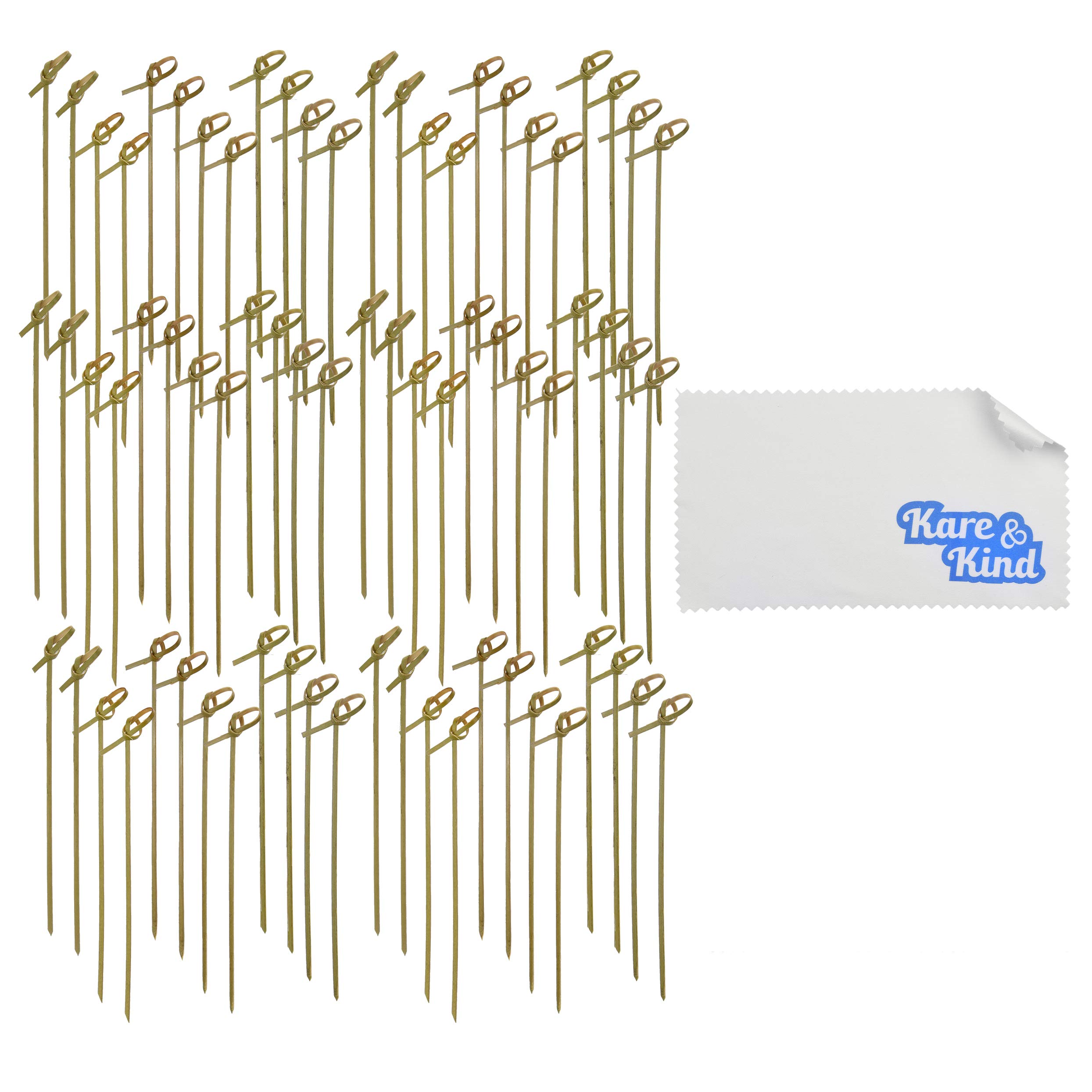 Kare & Kind 200pcs of Bamboo Cocktail Picks - 6-inch Knotted Skewers - Cocktails, Appetizers, Hors' D'oeuvre, Yakitori, BBQ, Skewering Meat, Fruits and Vegetables - Great for Picnics, Parties and more