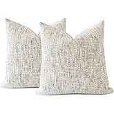 HOMFINER Textured Neutral Throw Pillow Covers 18x18 Inch Set of 2 Soft Woven Chenille Accent Boho Farmhouse Decorative Couch Pillow Covers for Modern Home Decor Bed Sofa Living Room