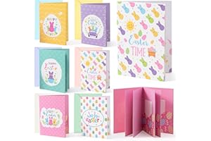 Xqumoi 6 Set Easter Gift Card Booklet with Envelopes - Cute Bunny Money Holder Book for Cash, Spring Candy Color Gift Card Or