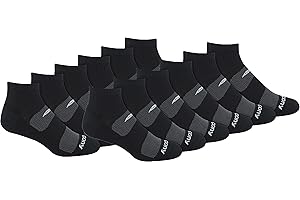 Saucony mens Multi-pack Mesh Ventilating Comfort Fit Performance Quarter Socks (6 & 12 Pairs) Running Socks