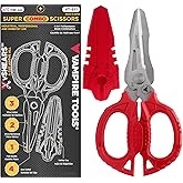 VAMPLIERS 6.3" Multi-purpose Utility Scissors. Made in Japan. 4-in-1 Combination Blades. Heavy Duty Shears Cuts Carpet, Leather, Copper Wire, Insulated Cable, Cords, Rope & More