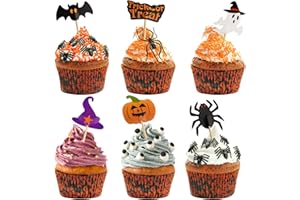 FEPITO 60 Piece Halloween Decoration Toppers - Toothpick Flags Markers for Party Decor