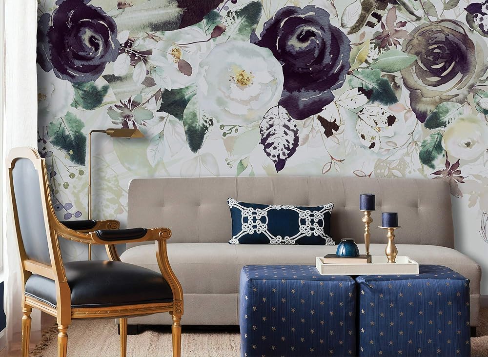 Murwall Dark Floral Wallpaper Black Rose Wall Mural Blossom