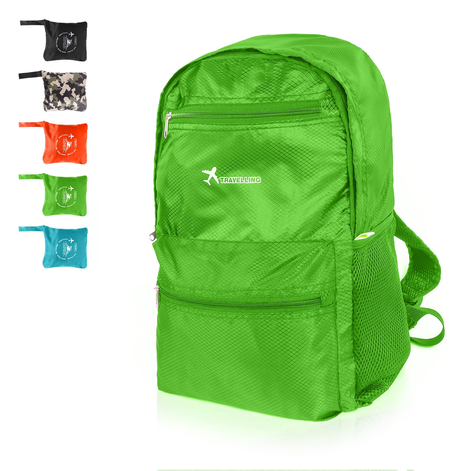 Moorle Foldable Backpack, Ultralight, Waterproof Daypack for Folding, Small Hiking Backpack for Men and Women, Lightweight Daypack, Hiking Foldable Hiking Backpack for Travel, Backpack 15 L, Green, M