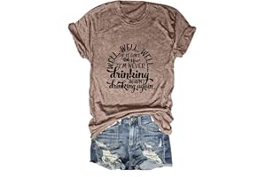 GAQEUWR Women Drinking V-Neck Shirt Well Well If It Isn't Little Miss I'm Never Drinking Again Shirt Alcohol Lover Shirt