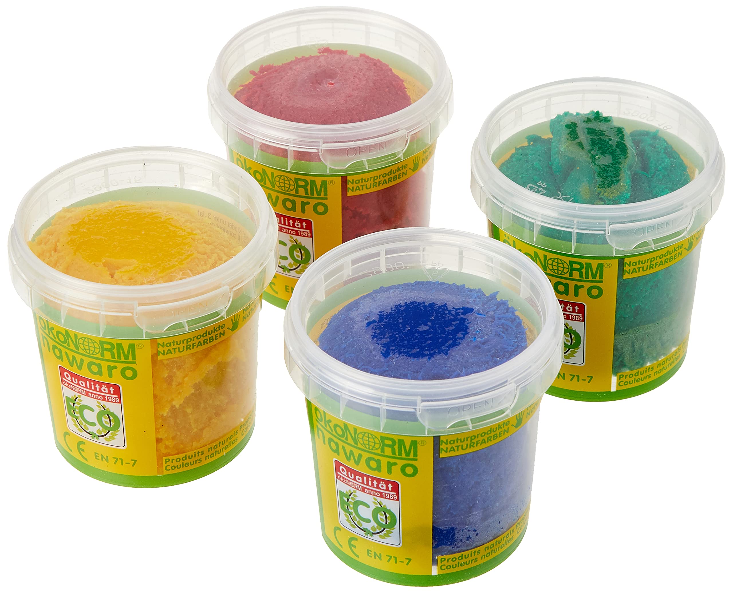 ökoNORM (Oekonorm) Nawaro Soft Modelling Play Dough, 4 Colour Set A (Red, Yellow, Green, Blue), Multicolor, One Size
