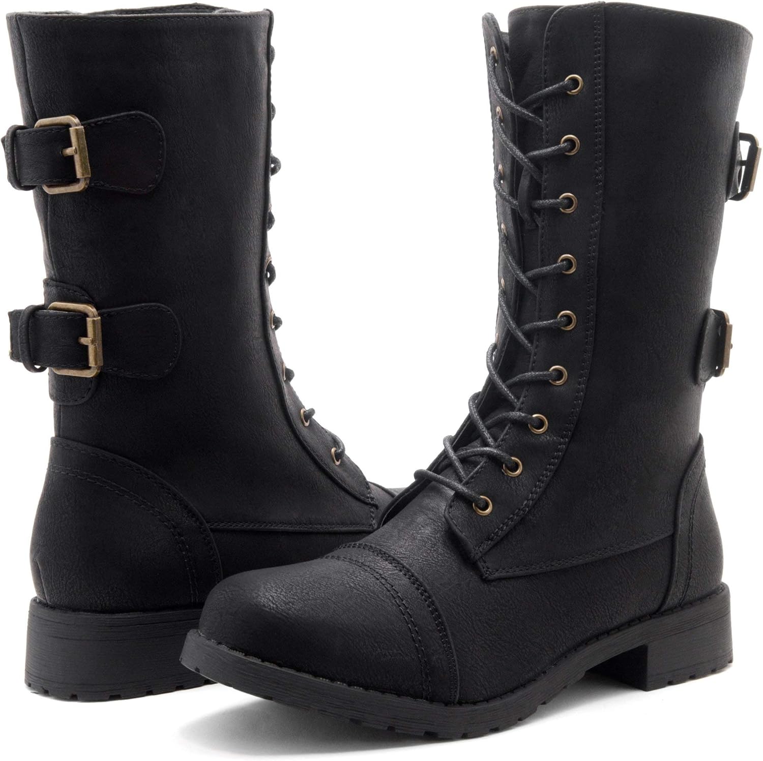 Herstyle Florence2 Women's Ankle Lace Up Military Combat Booties Mid Calf Boots: Shoes
