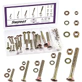 Swpeet 60Pcs 5 Sizes M6&times;30 M6&times;50 M8&times;50 M8&times;70 M10&times;80 Colored Zinc Plated Carriage Bolts Screws Nuts Washers Assortment Kit, Round Head Square Neck Screws, Full Thread Carriage Bolts