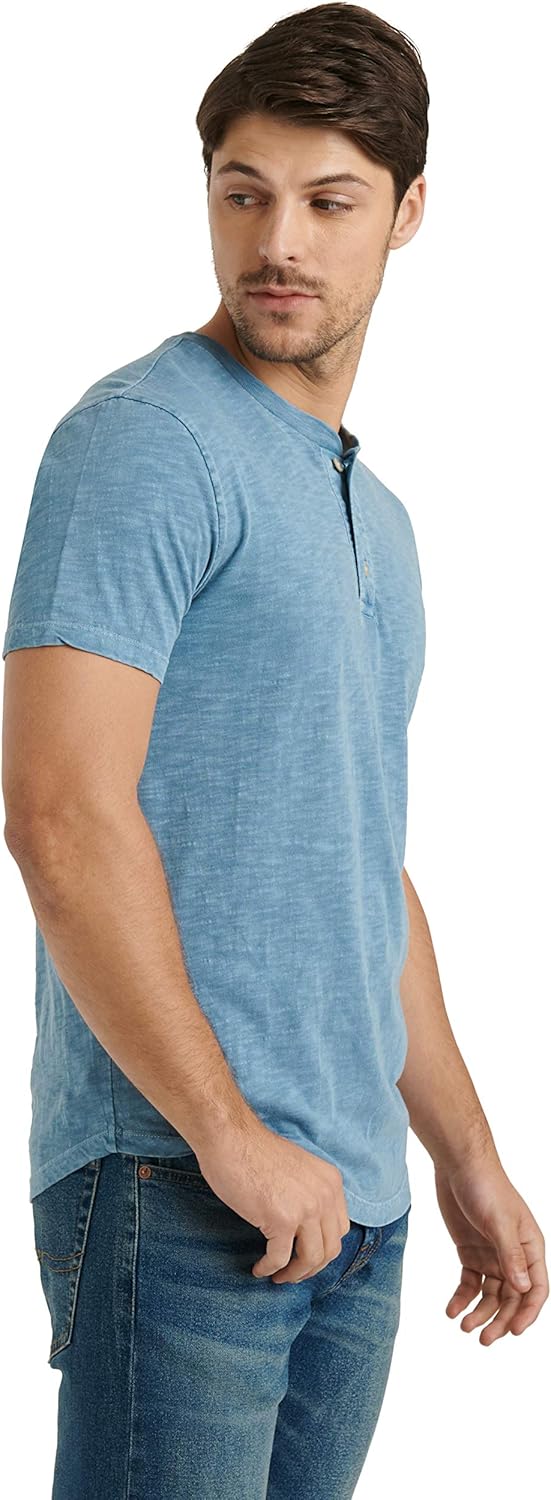 Lucky Brand Men's Short Sleeve Slub Henley T Shirt at  Men’s Clothing store