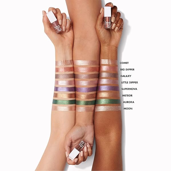 E.L.F. LIQUID METALLIC EYESHADOW, GEL FORMULA, MULTI-DIMENSIONAL FINISH FOR BOLD EYE LOOKS, ONE-SWIPE COVERAGE, VEGAN & CRUELTY-FREE, MOON, 0.1 FL OZ