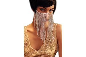 BABEYOND Crystal Rhinestone Fringe Masquerade Mask Chain Costume Headwear Mardi Gras Mask