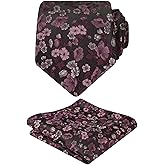 Alizeal Mens 3.15inches Flower Patterned Tie with Floral Printed Pocket Square