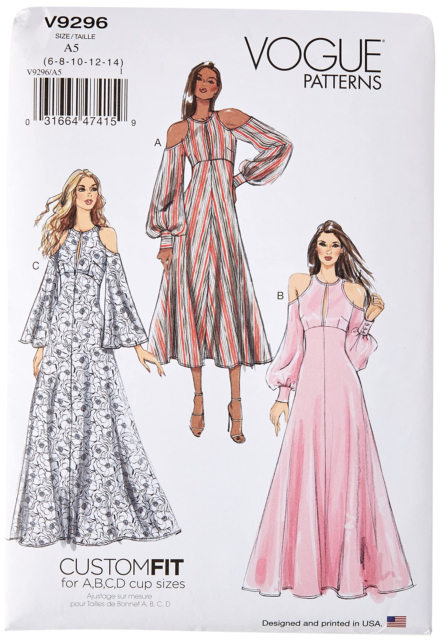 Vogue Patterns 9296 A5 Misses Dress, Tissue, Multi-Colour, 15 x 0.5 x 22 cm