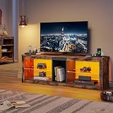 Bestier 140cm TV Stand Cabinet with RGB LED Lights 55/65 inch Rustic Brown