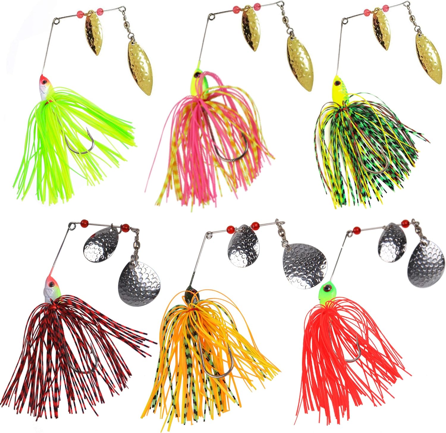Spinnerbait Fishing Lures Bass Lure Spinner Bait Buzzbait Fishing Lure Hard Metal Spinnerbait Trout Lure Swim Jig for Bass Pike Salmon Freshwater Saltwater Fishing 6/12pcs : Sports & Outdoors