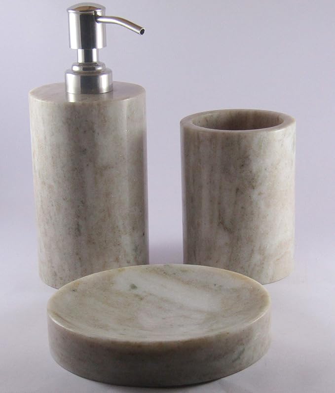 A ONE DESIGN Stylish Pure Stone Made Bathroom Accessories Set .Stone