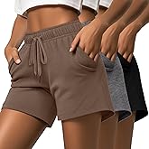 Riyiper 3 Pack Women's Sweat Shorts Drawstring Summer Athletic Elastic Casual Loose Comfy Pants with Pockets