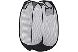 ULYSIA Collapsible Laundry Basket,Dirty Clothes Mesh Pop Up Hamper, Small Foldable Laundry Basket for Bathroom, Dorm, Travel Storage,Cruise Essentials Black
