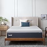 Lucid 3 Inch Ventilated Bamboo Charcoal Memory Foam Mattress Topper, CertiPUR-US Certified, Moisture and Odor Control-Queen
