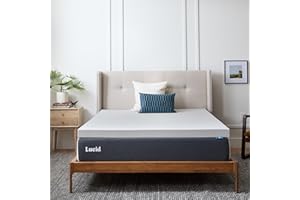 Lucid 3 Inch Bamboo Charcoal Memory Foam Mattress Topper, Queen