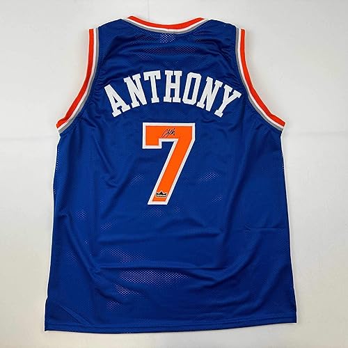 Facsimile Autographed Carmelo Anthony New York Blue Reprint Laser