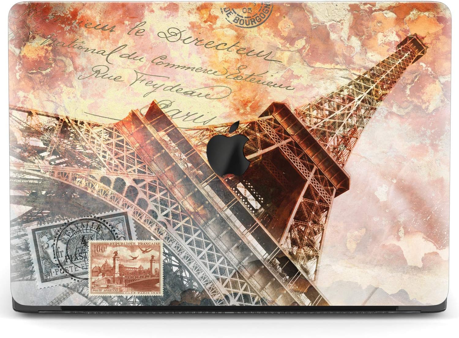 Mertak Hard Case for Apple MacBook Pro 16 Air 13 inch Mac 15 Retina 12 11 2020 2019 2018 2017 Design Eiffel Tower Protective Travelling Laptop Cover Touch Bar Clear Vintage Nostalgic Postal Marks