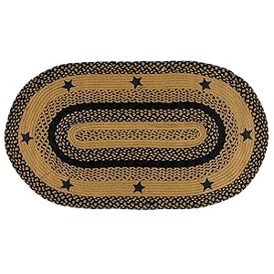 IHF Home Decor Star Black | Braided Area Rug Oval Living Room Bedroom Kitchen Porch Dormitory | Accent Durable Floor Carpet | Natural Jute Fiber - 27" x 48"